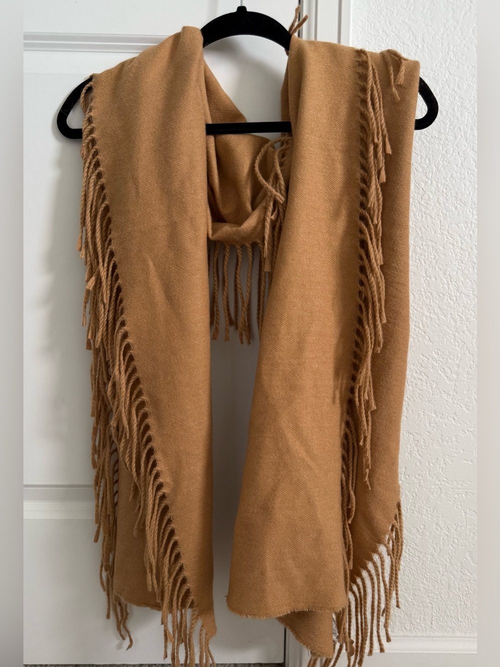 Anthropologie Maeve Camel Fringe Wrap Scarf, NWT